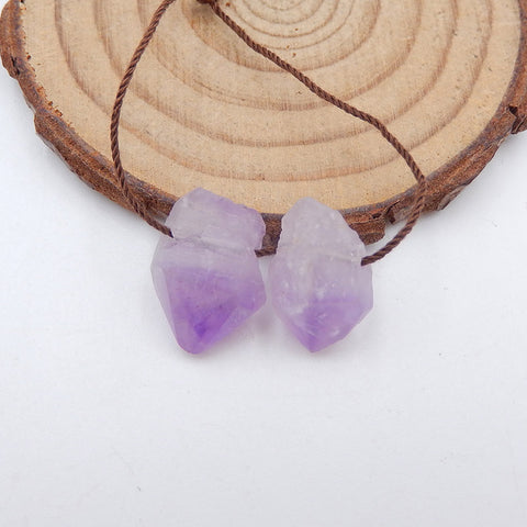 Natural Amethyst Earring Beads 16x11x8mm, 3.9g