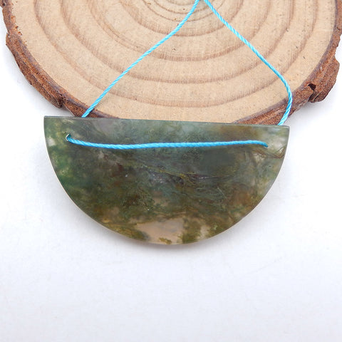 Perle pendentif naturelle en agate mousse, 20 x 40 x 3 mm, 5,3 g