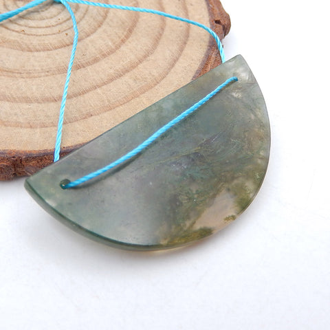 Perle pendentif naturelle en agate mousse, 20 x 40 x 3 mm, 5,3 g