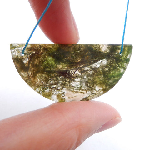 Natural Moss Agate Pendant Bead 20x40x3mm, 5.3g