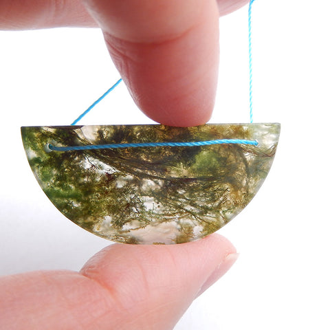 Perle pendentif naturelle en agate mousse, 20 x 40 x 3 mm, 5,3 g