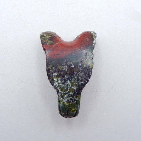 Pendentif tête de loup sculpté à la main Dragons Blood Jasper, 25x16x10mm, 5.5g