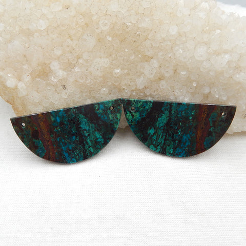 Paire de Boucles d'Oreilles en Pierres Précieuses Chrysocolle Naturelle, 20x40x3mm 11.2g