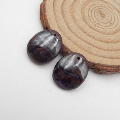 Natural Iron Tiger's Eye Earring Beads 18x15x5mm, 5.9g