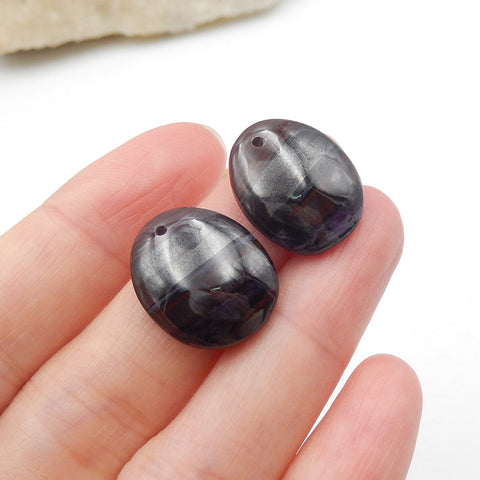 Natural Iron Tiger's Eye Earring Beads 18x15x5mm, 5.9g