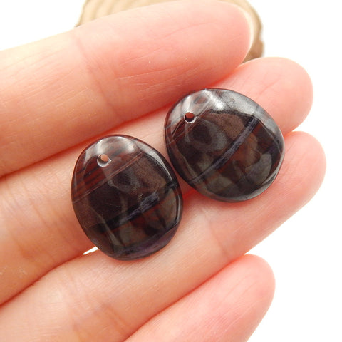 Natural Iron Tiger's Eye Earring Beads 18x15x5mm, 5.9g