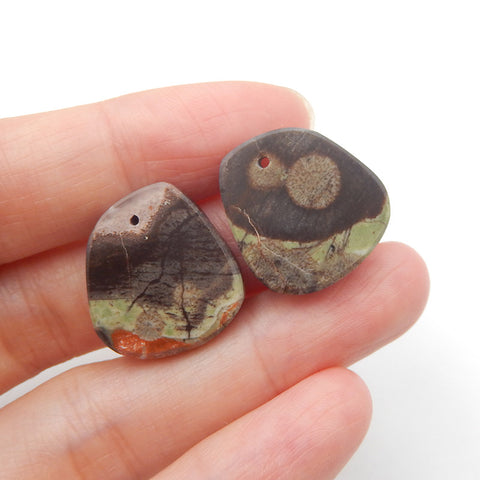 Natural Mushroom Jasper Earring Beads 18x17x5mm, 6.1g