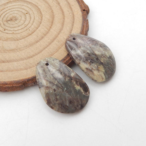 Natural Mushroom Jasper Earring Beads 24X16X4mm, 5.5g