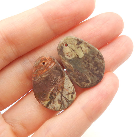 Natural Mushroom Jasper Earring Beads 24X16X4mm, 5.5g