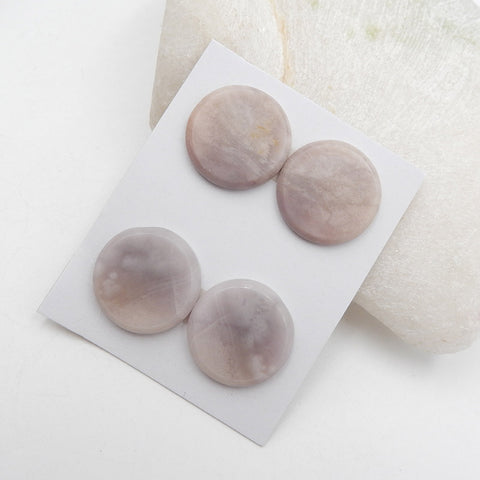 2 Pairs Natural Purple Agate Cabochons 22x3mm, 13.6g