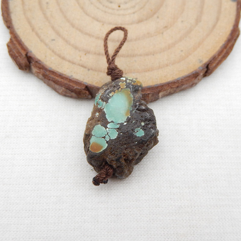 Perle pendentif pépite de pierre gemme turquoise, 23x17x7mm, 4.6g