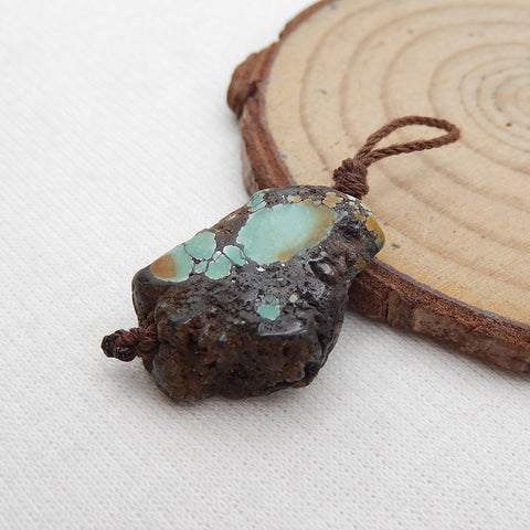 Perle pendentif pépite de pierre gemme turquoise, 23x17x7mm, 4.6g