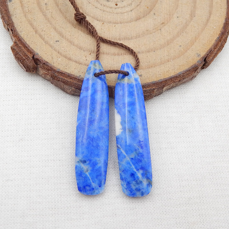 Boucles d'oreilles en pierres précieuses de lapis-lazuli naturel, 33 x 8 x 3 mm, 3,8 g