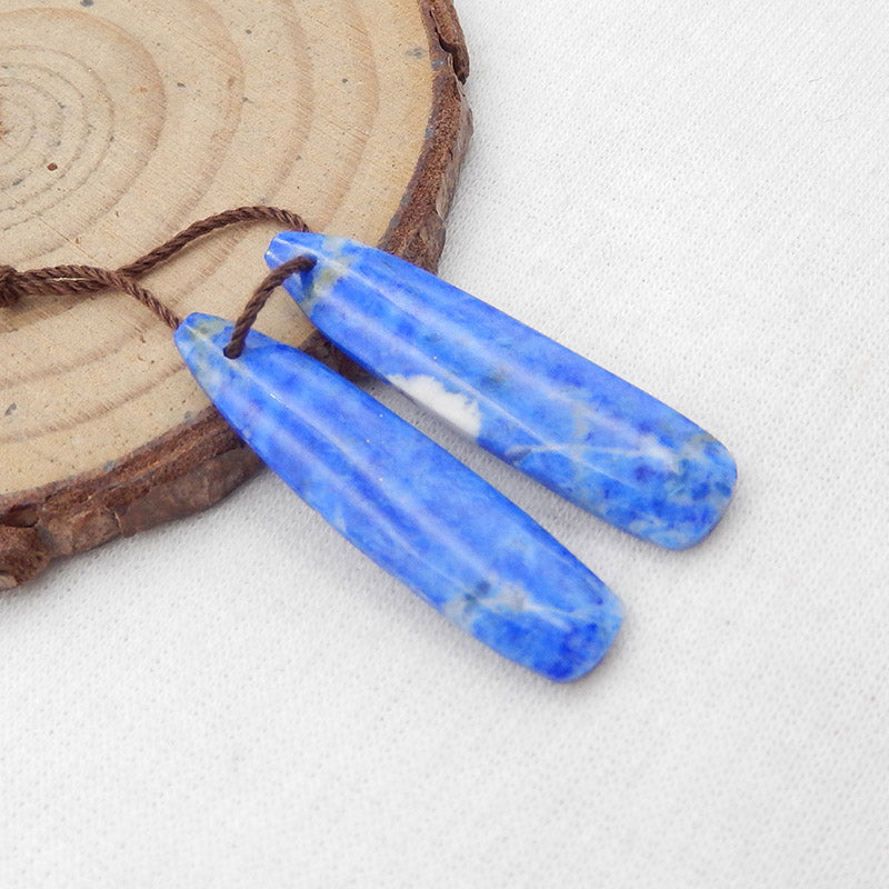 Boucles d'oreilles en pierres précieuses de lapis-lazuli naturel, 33 x 8 x 3 mm, 3,8 g