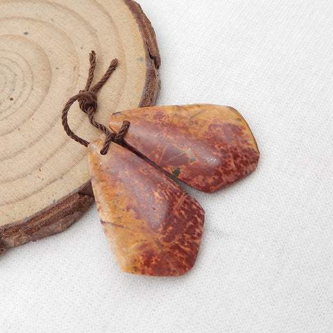 Natural Red Creek Jasper Earring  Beads 27x11x3mm, 4.2g