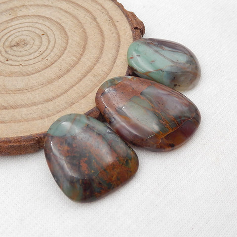 3 PCS Natural Chrysocolla Cabochons 25x19x4mm, 21x16x3mm, 3.6g