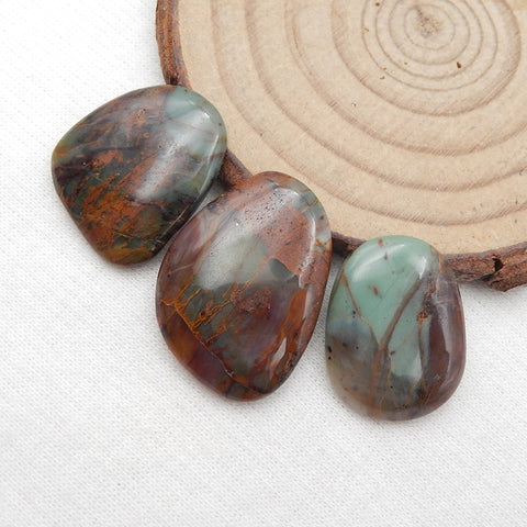 3 PCS Natural Chrysocolla Cabochons 25x19x4mm, 21x16x3mm, 3.6g