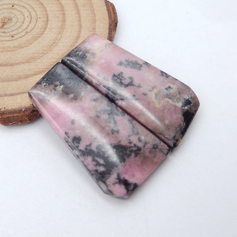 Natural Rhodonite Earring Beads 37x19x5mm, 20.1g