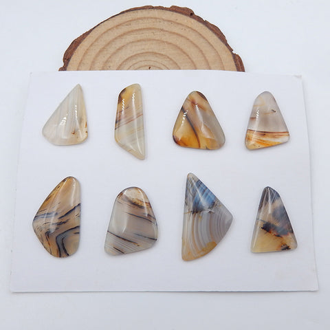 8 PCS Natural Agate Cabochons 28X16X3mm, 14.4g