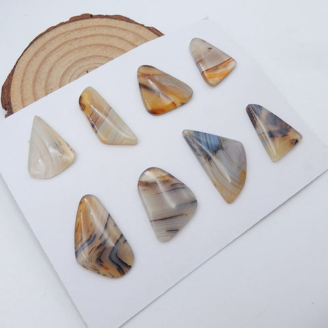 8 PCS Natural Agate Cabochons 28X16X3mm, 14.4g