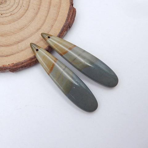 Natural Landscape Jasper Earring Beads 39x9x4mm, 5.3g