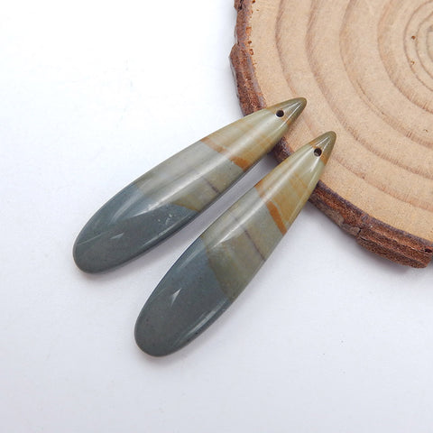 Natural Landscape Jasper Earring Beads 39x9x4mm, 5.3g