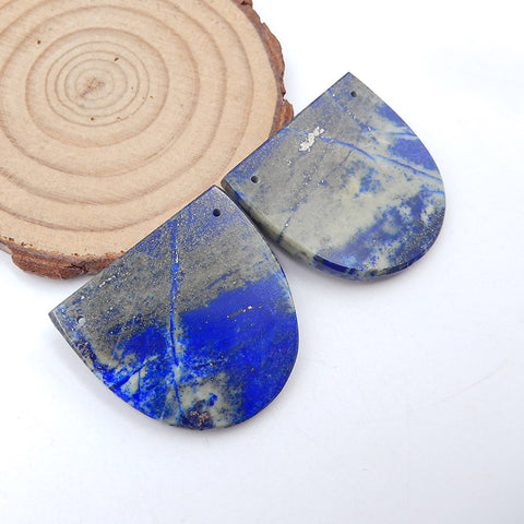 Boucles d'oreilles en pierres précieuses de lapis-lazuli naturel, 31 x 34 x 3 mm, 17,7 g