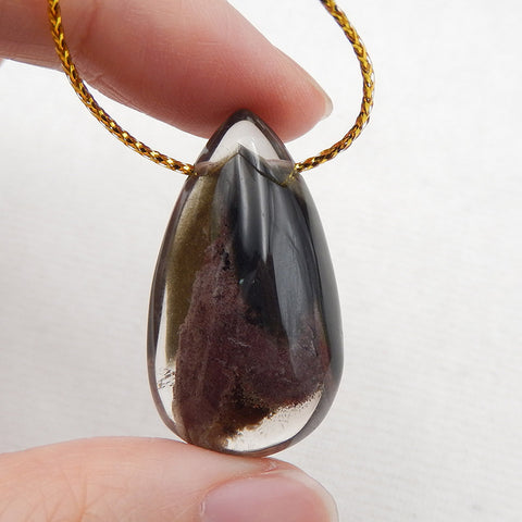 Natural Ghost Quartz Pendant Bead 32x18x13mm, 10.3g