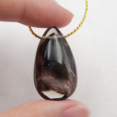 Natural Ghost Quartz Pendant Bead 32x18x13mm, 10.3g