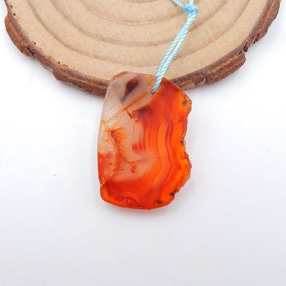 Perle pendentif percée en agate naturelle, 28 x 19 x 4 mm, 4,2 g