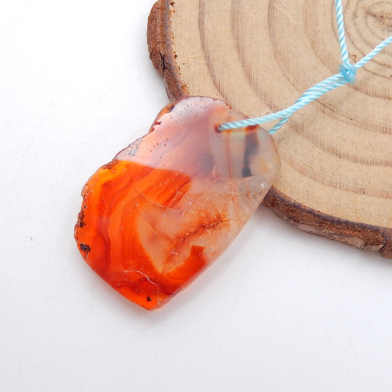 Perle pendentif percée en agate naturelle, 28 x 19 x 4 mm, 4,2 g