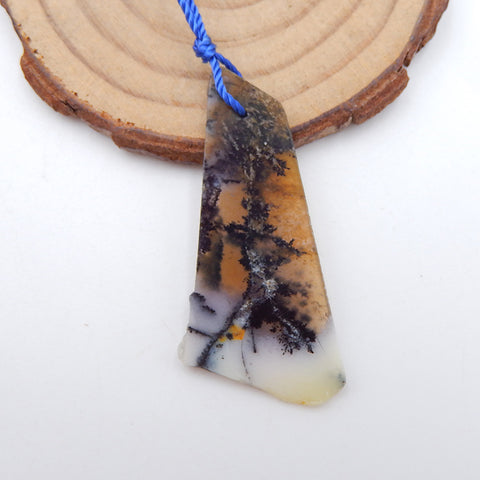 Cabochon naturel en agate dendritique, 46 x 22 x 2 mm, 4,2 g