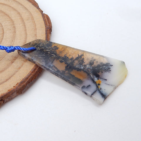 Natural Dendritic Agate Pendant Bead 46x22x2mm, 4.2g