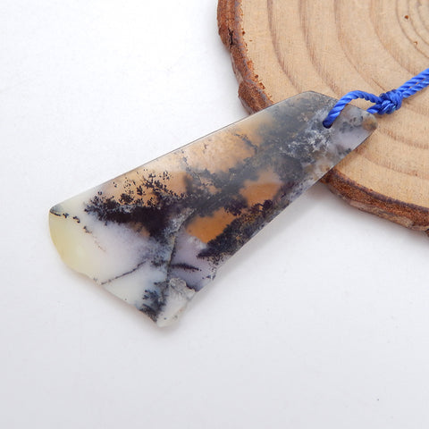 Cabochon naturel en agate dendritique, 46 x 22 x 2 mm, 4,2 g