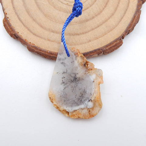 Cabochon naturel en agate dendritique, 30 x 23 x 3 mm, 4,1 g