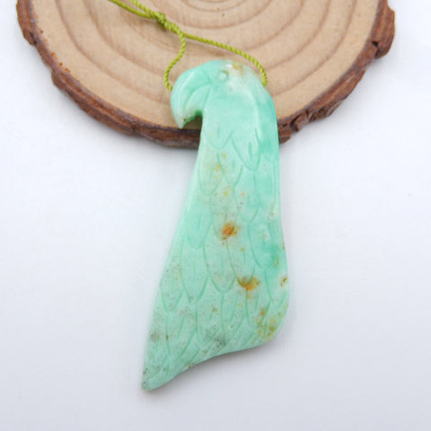 Pendentif aigle sculpté en chrysoprase naturelle, 53x23x5mm, 9.93g