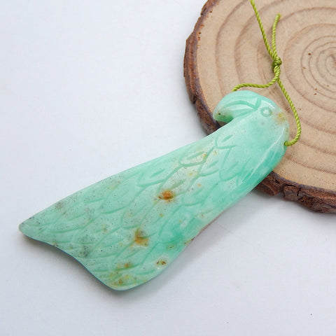 Pendentif aigle sculpté en chrysoprase naturelle, 53x23x5mm, 9.93g