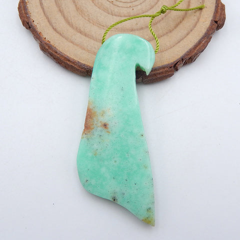 Natural Chrysoprase Carved eagle Pendant Bead 53x23x5mm, 9.9g