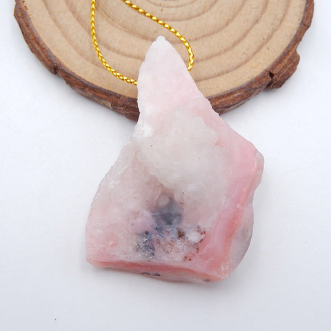 Natural Pink Opal Pendant Bead 46x31x20mm, 20.5g