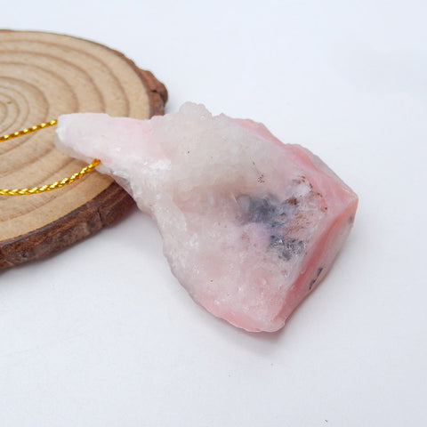 Natural Pink Opal Pendant Bead 46x31x20mm, 20.5g