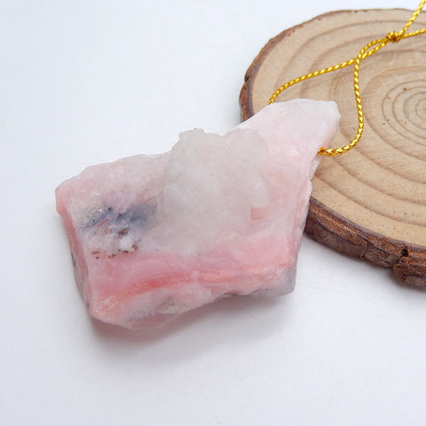 Natural Pink Opal Pendant Bead 46x31x20mm, 20.5g