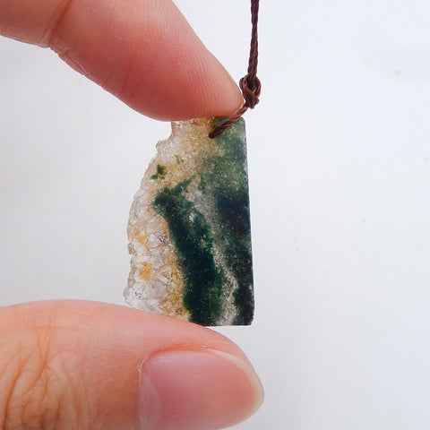 Natural Crystal Pendant Bead 25x15x3mm, 2.7g