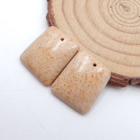 Natural Coconut Fossil Earring Beads 19x16x4mm, 4.7g