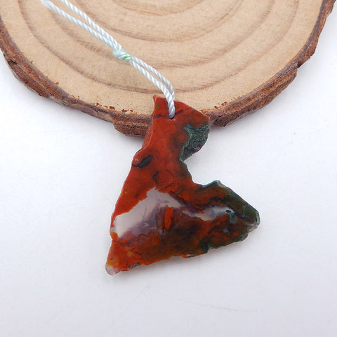 Perle pendentif en agate rouge des États en guerre naturels, 27 x 27 x 3 mm, 3,4 g