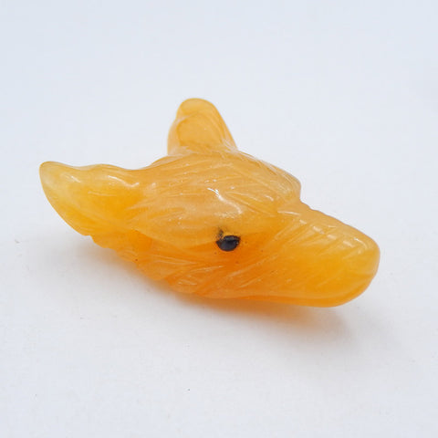 Natural Yellow Jade Carved wolf head Pendant Bead 30x20x10mm, 6.6g