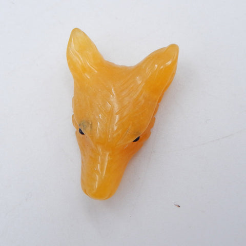 Pendentif en pierre précieuse de tête de loup de jade jaune sculpté à la main naturelle, bijoux de loup, pendentif en pierre précieuse, 30x20x10mm, 6.6g