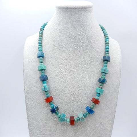 1 Strand Chrysocolla, Agate rouge, collier de perles de pierres précieuses en cristal d'apatite bleue, collier réglable,