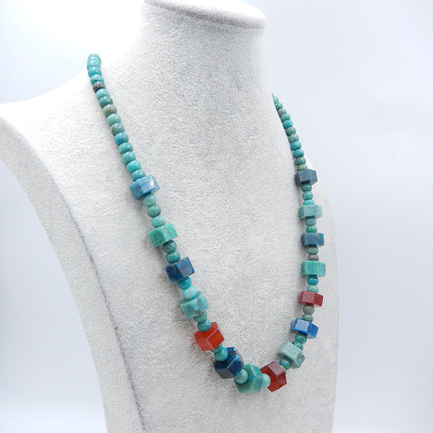 1 Strand Chrysocolla, Agate rouge, collier de perles de pierres précieuses en cristal d'apatite bleue, collier réglable,