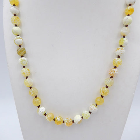 Natural Angled Beads Gemstone Necklaces, Yellow Opal Gemstone Necklaces, 925 Silver Buckle Necklace