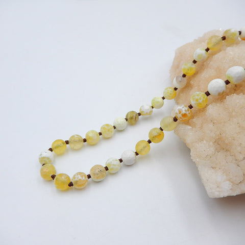 Natural Angled Beads Gemstone Necklaces, Yellow Opal Gemstone Necklaces, 925 Silver Buckle Necklace